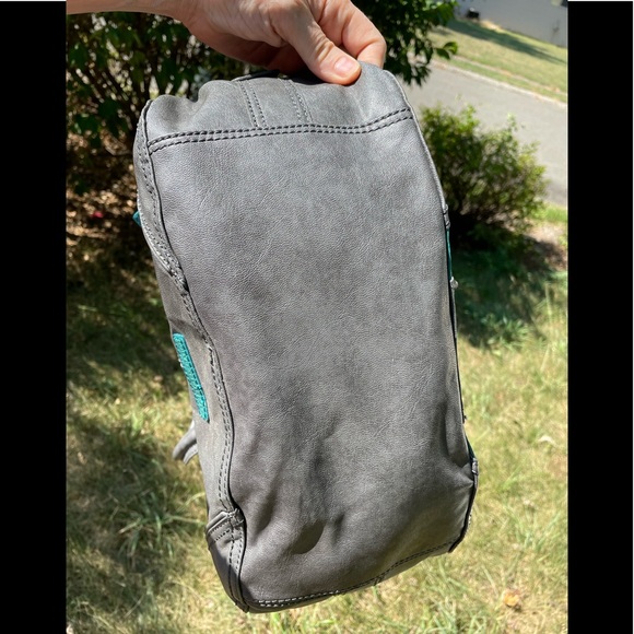BCBG Generation’s Gorgeous Gray & Turquoise Faux Leather Satchel - Picture 5 of 12